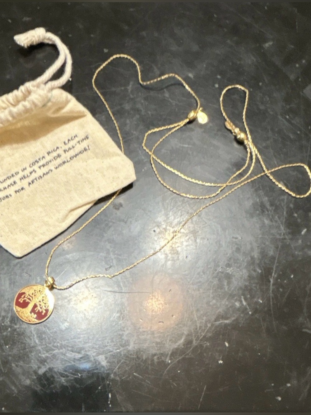 Alex and Ani Gold Tree of Life Necklace with Red Enamel: GC